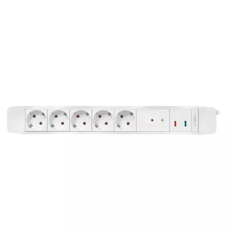 LogiLink LPS402 Power Extension 1.5m 5 AC Outlets Indoor White