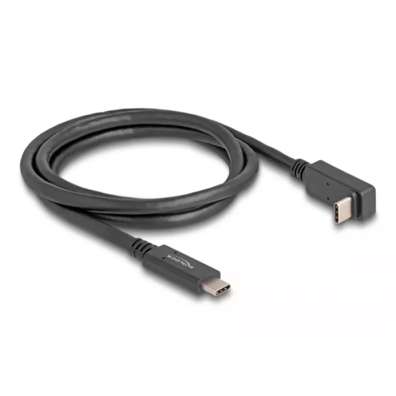 Delock - USB Cable - 24 pin USB-C (M) to 24 pin USB-C (M) angled - USB 3,2 Gen 2 - 3 A - 1,0m - USB Power Delivery (60W), Supports 4K 144 Hz (3840 x 2160), to 10 Gbps Date