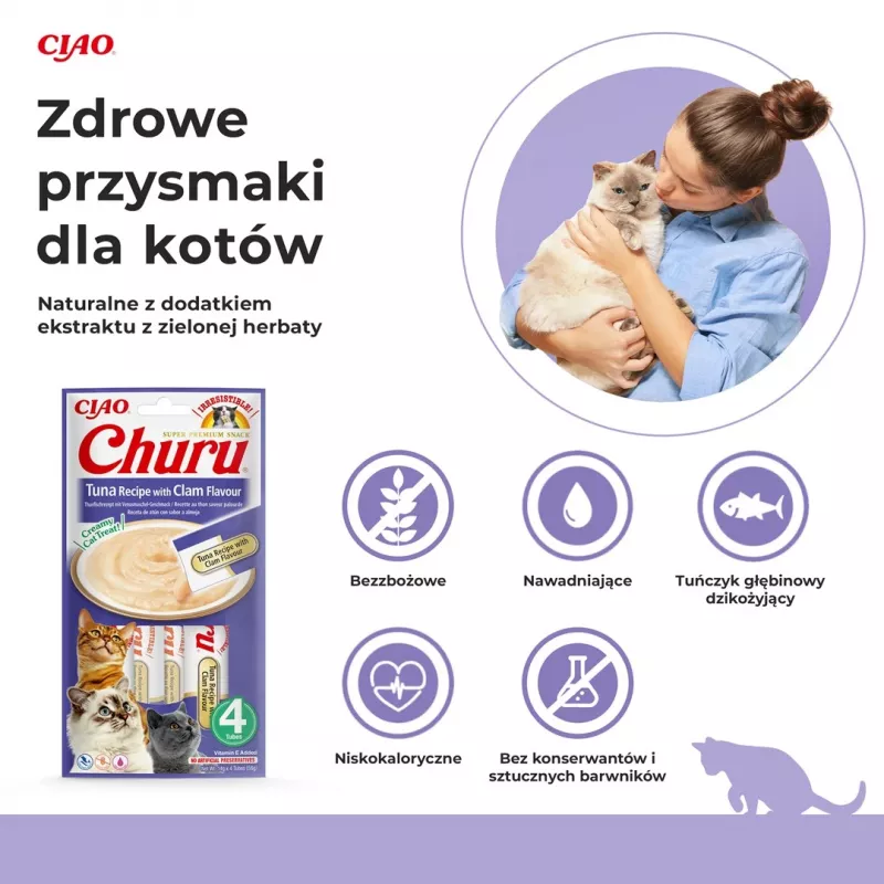 INABA Churu Tuna with clam flavour - cat treats - 4x14 g