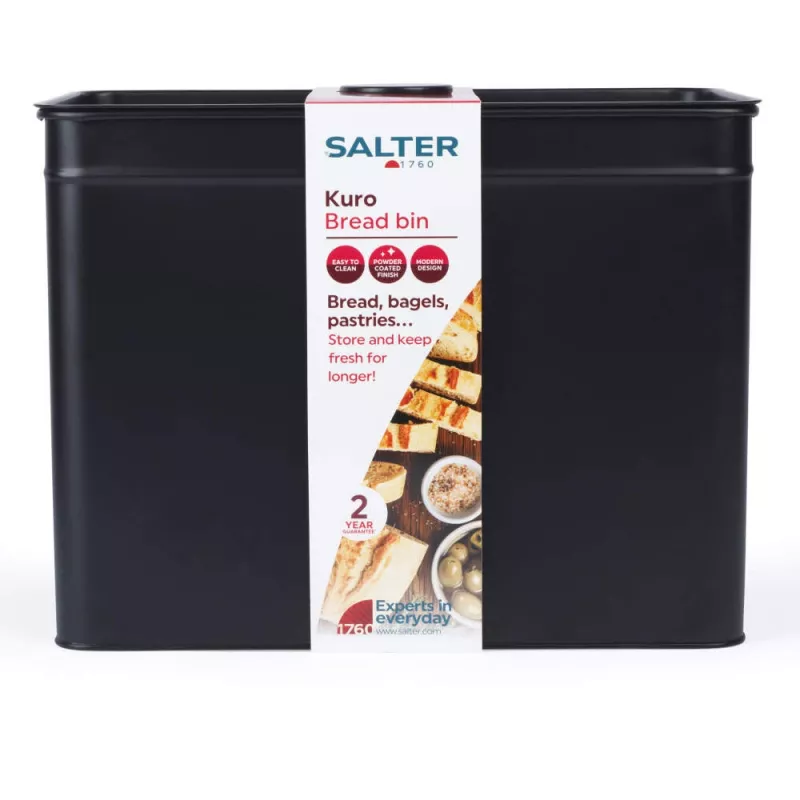 Bread bin Salter BW124581EU7 Kuro steel design - stainless-steel storage for bread and baked goods