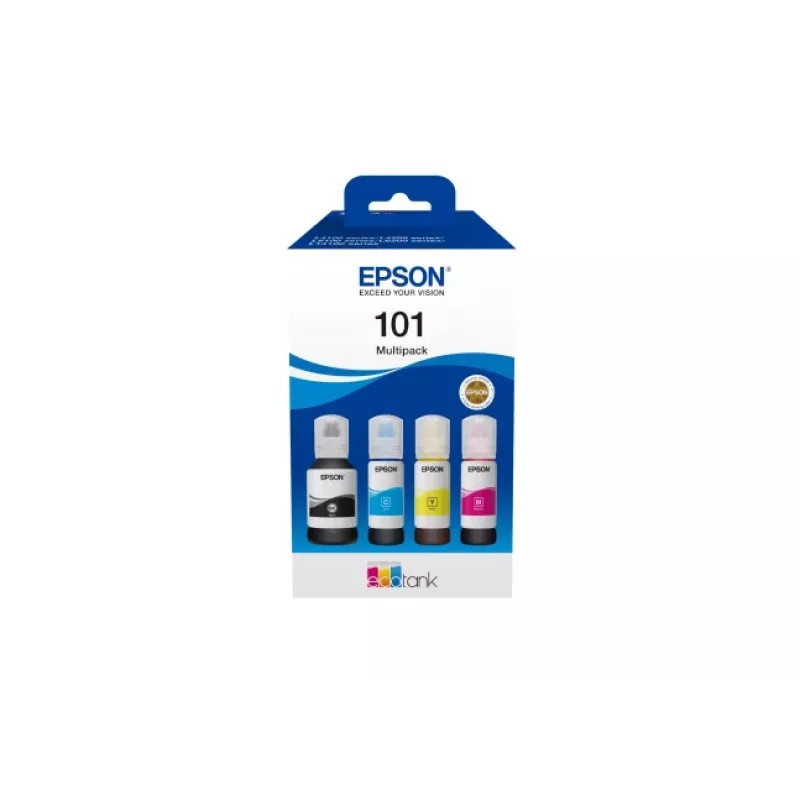 Original Epson EcoTank Ink Bottle 4-colour set — Black 127 ml, Cyan/Magenta/Yellow 210 ml (C13T03V64A)