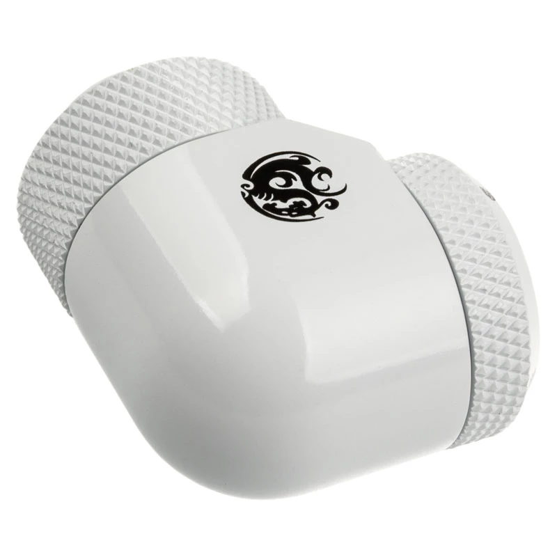 Adapter 90° G1/4 male to 14mm hardtube, rotatable — BitsPower BP-DWE90RML14, white