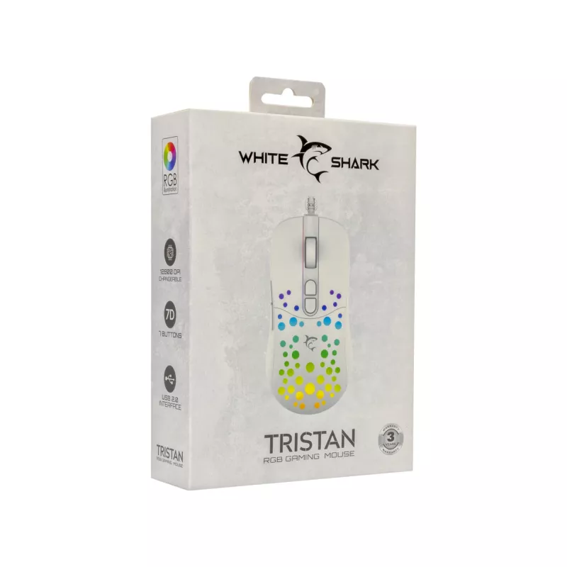 Mouse White Shark GM-9004 Tristan-2 White RGB USB