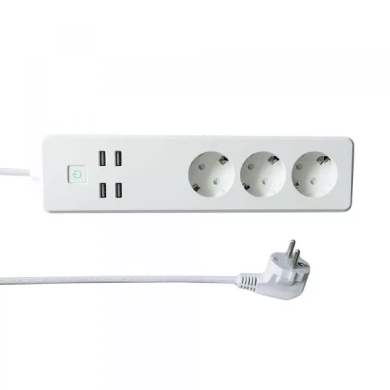 WOOX R4028 Smart Multi-plug/ slimme stekkerdoos, 3x Schuko, 4x USB, Powered by TUYA, White
