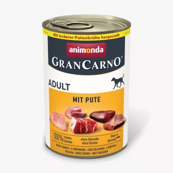 Wet dog food animonda GranCarno Adult Turkey 400 g — grain‑free, protein 10.5%, moisture 79%