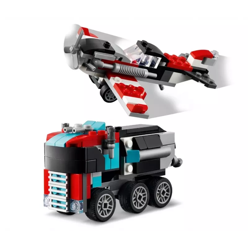 LEGO Creator 2-in-1 Flatbed Truck with Helicopter set 31146, convertible build for kids