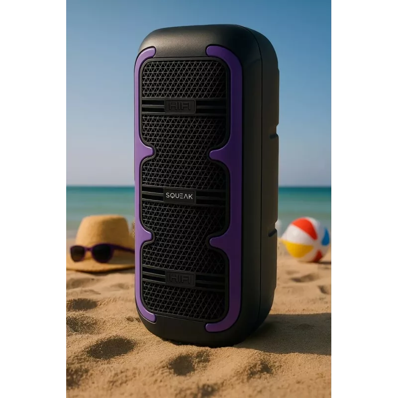 Portable stereo speaker SQUEAK SQ1009 — Bluetooth 5.3, 45W RMS, 10h battery, FM, USB, AUX, LED, 1800 mAh, Black