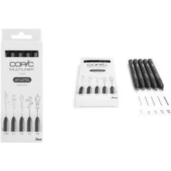 COPIC Multiliner Fineliner black 0,05 + 0,1 + 0,3 + 0,5 + 0,8 mm, 5 St. (22075635)