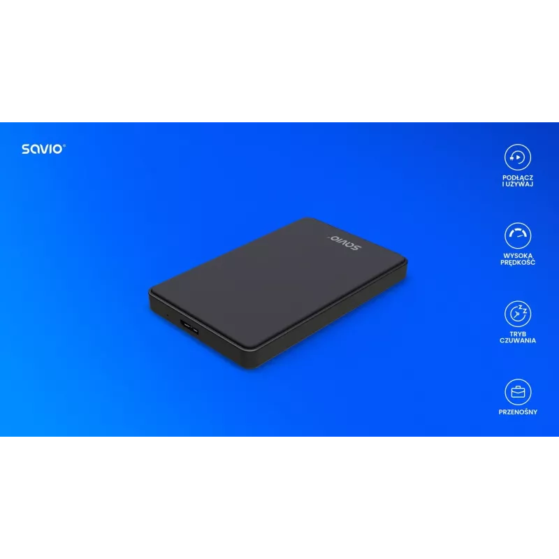 HDD/SSD enclosure SAVIO AK-65 Black 2.5 inch SATA USB 3.0 5 Gbit/s Micro-USB
