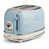 Ariete 155 Design 2 Slice Toaster with Sandwich Cages, 6 Toasting Levels, 810 W, Stainless Steel Body, Removable Crumb Tray, Pastel Blue
