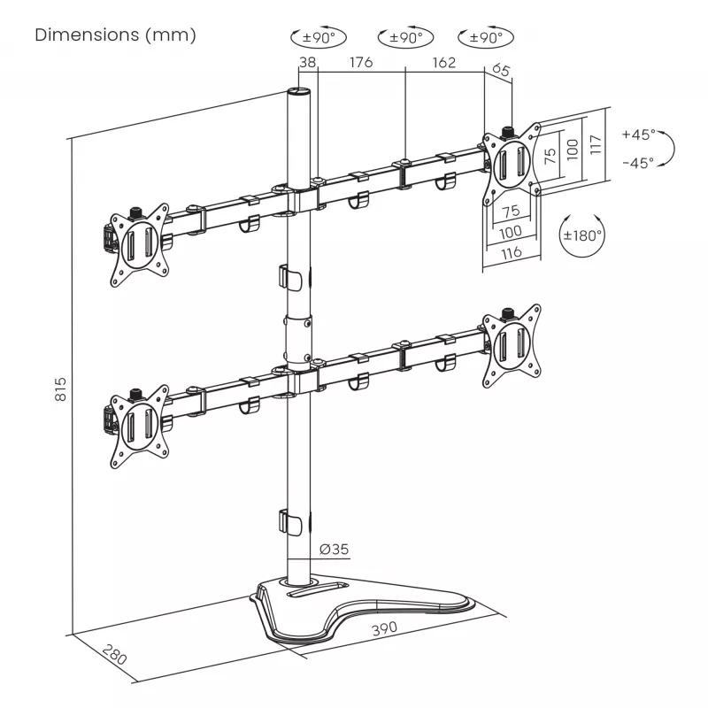 LCD mount SBOX LCD-F048-2 for 17–32 inch displays, supports 4×9 kg, VESA 100×100