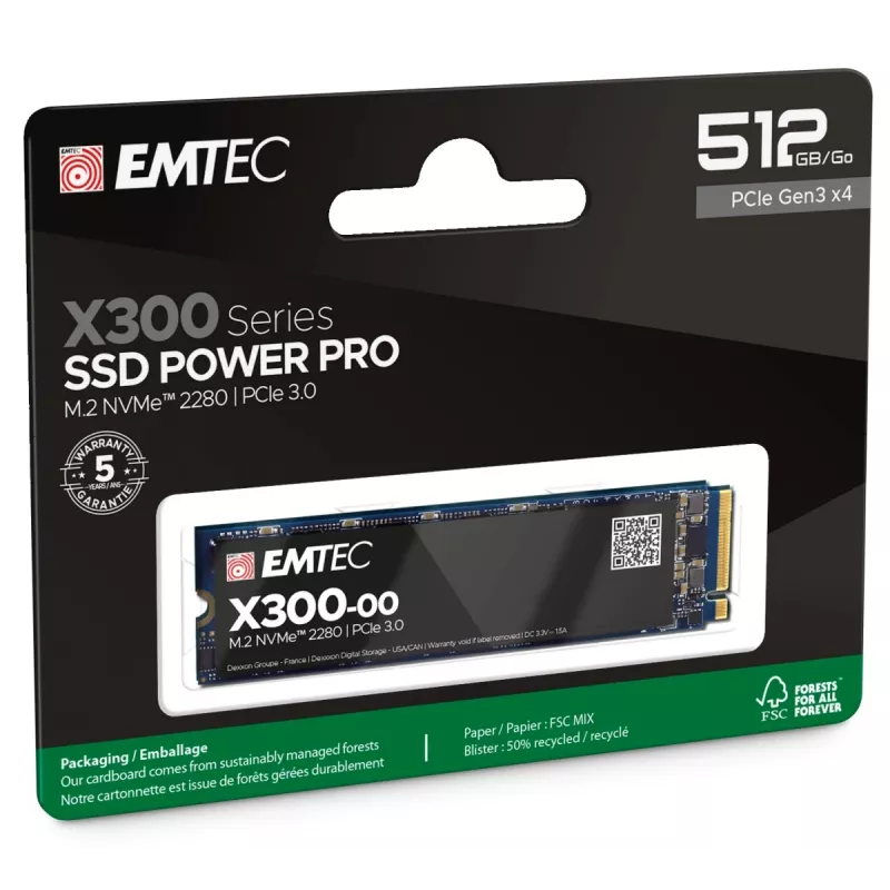 SSD Emtec X300 512GB M.2 PCI Express 3.0 NVMe 3D NAND