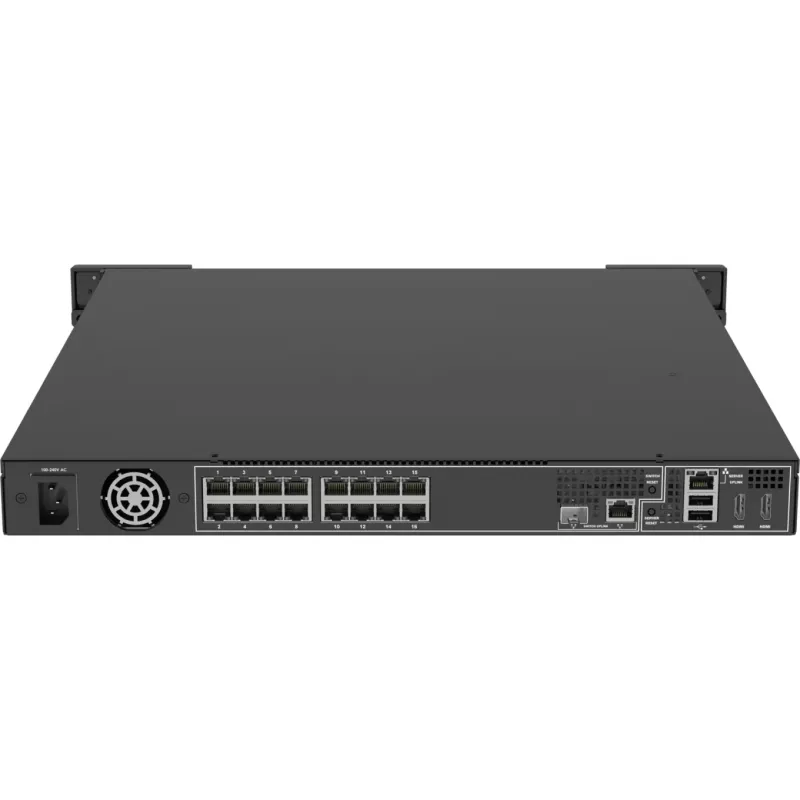 Network Video Recorder AXIS S2216 Mk II 1U Black — 16ch, up to 7680×4320, 4 TB HDD (max 16 TB), 256 GB SSD, RAID 0/1/10, FIPS 140-2 L2
