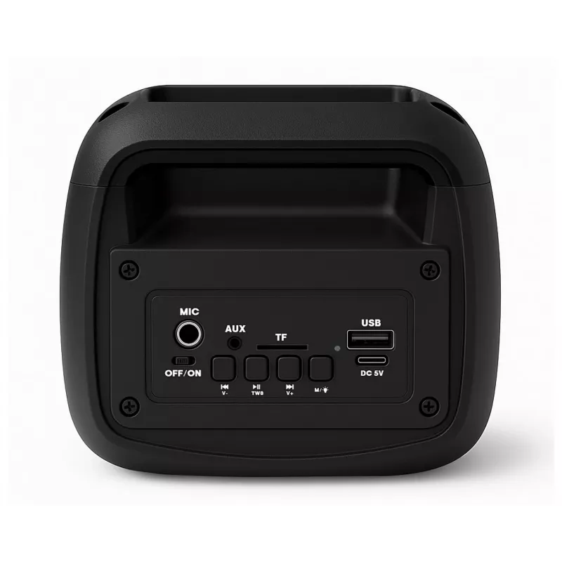 Portable stereo speaker SQUEAK SQ1009 — Bluetooth 5.3, 45W RMS, 10h battery, FM, USB, AUX, LED, 1800 mAh, Black