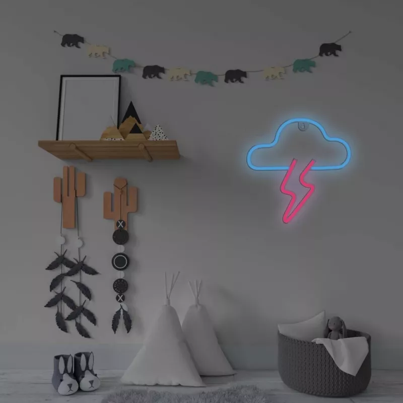 Neon Light MANTA SNL71BL Cloud with Lightning Blue‑Pink – decorative LED neon sign