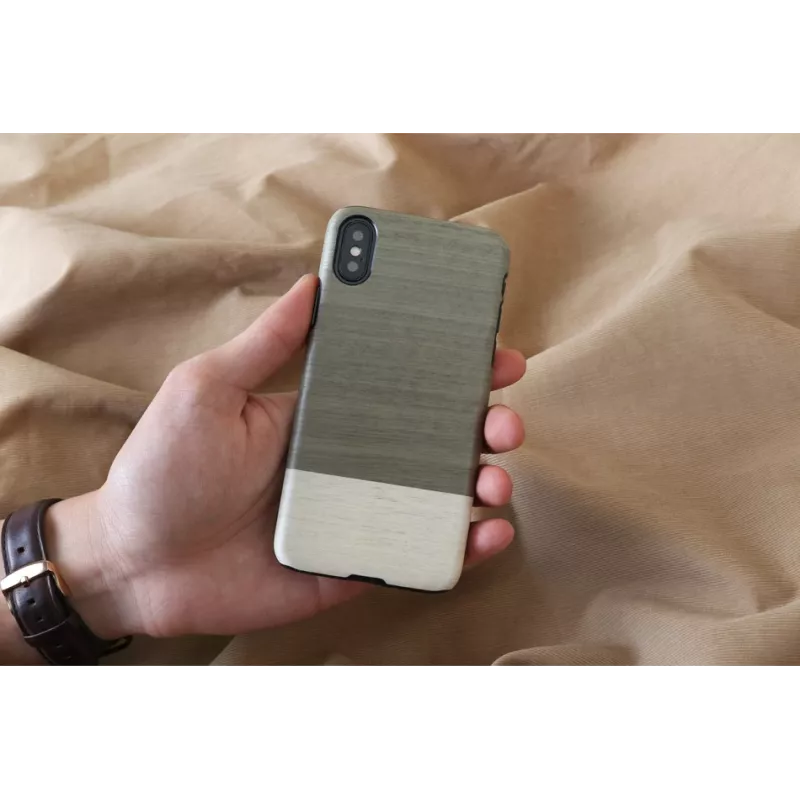 Smartphone case man and wood for iPhone X/XS — black, protective hard back cover