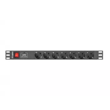 Lanberg | Power Distribution unit (PDU) 19 inch 1U 10A 2M 7X Schuko Outlets | PDU-07F-0200-IEC-BK