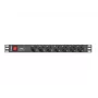 Lanberg | Power Distribution unit (PDU) 19 inch 1U 10A 2M 7X Schuko Outlets | PDU-07F-0200-IEC-BK