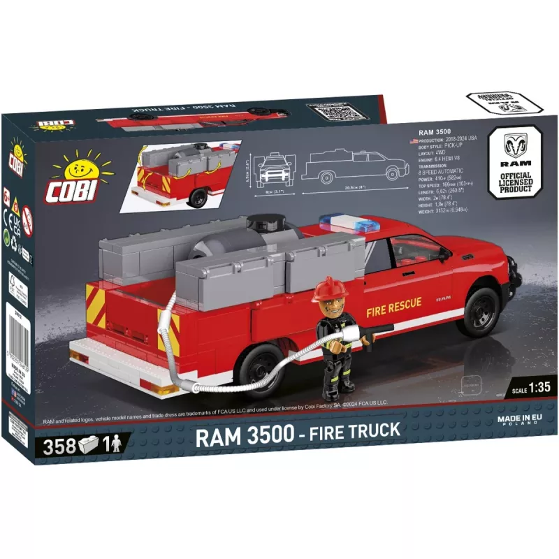 Buildable construction toy Cobi RAM 3500 Fire Truck COBI-24612 2-in-1 model set