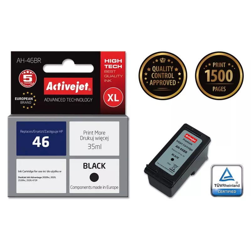 Activejet AH-46BR Ink (replacement HP 46 CZ637AE; Premium; 35 ml; black)