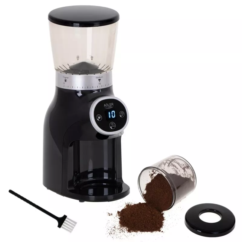 professional coffee grinder, steel burrs, 31 grind settings, Café 90g/m, Adler, AD4450, 300, Black
