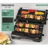 Electric 2-in-1 Health Grill Progress EK5854PVDE with non-stick plates and adjustable temperature