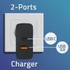 Qoltec 52381 Super Quick PD charger | 1xUSB-C | 1xUSB | 90W | 5-20V | 2.4-4.35A | Black