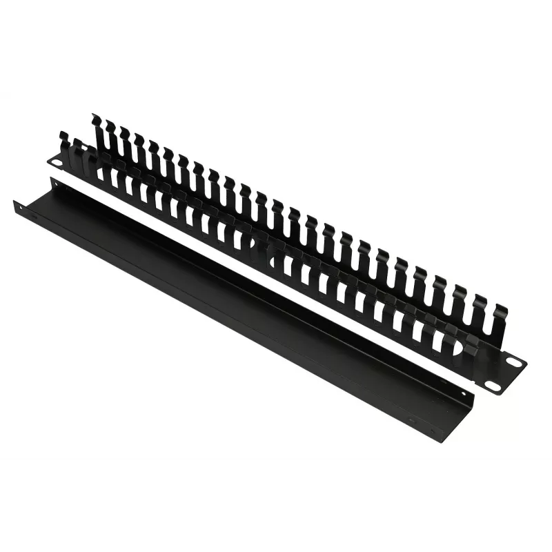 Cable management panel Extralink CABLE MANAGER WITH METAL COVER Black Metal 48.3 cm