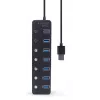 USB hub Gembird UHB-U3P7P-01, 7-port USB 3.2 Gen 1 (Type-A), 0.24 m cable, black