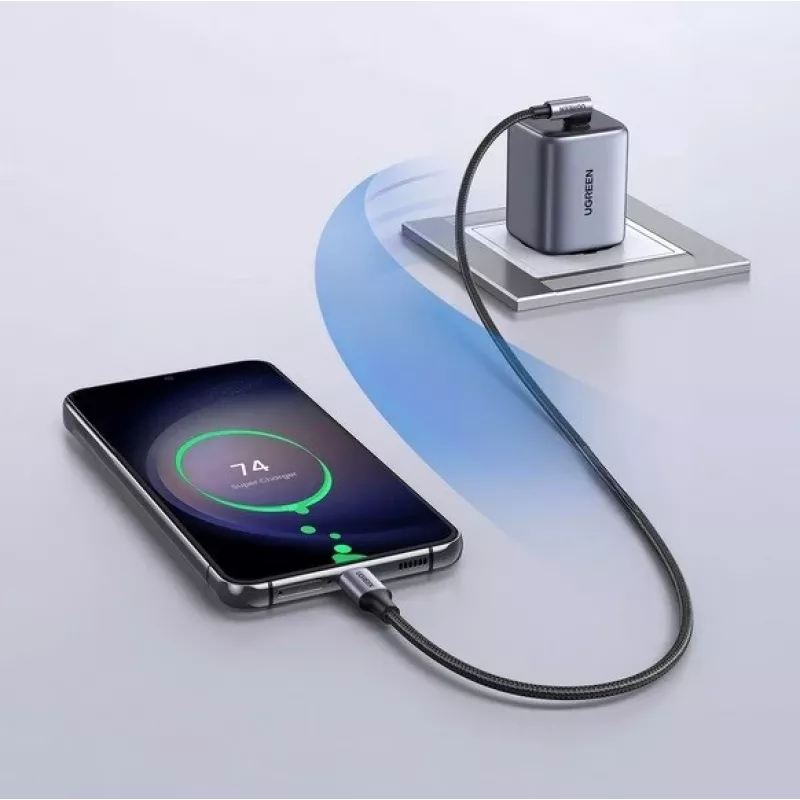 Ugreen USB-C (straight) / USB-C (angled) PD QC 60W 3A 0.5m US255 (grey)