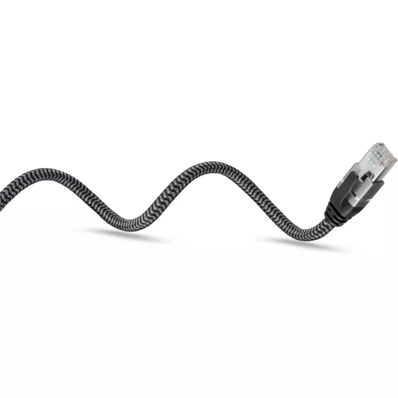 Ethernet-Cable USB-A 3.2 Gen1 Plug > RJ-45 Plug, LAN-Adapter black/Silver, 1,5 Meter, braided textile jacket
