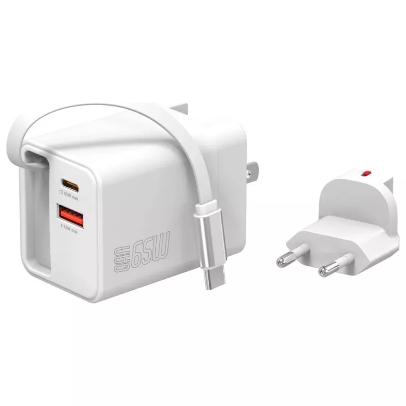Indoor USB-C/USB-A Fast Charger 4smarts 541065 — Universal AC 100–240V, Max 20V, 0.7 m cable, White