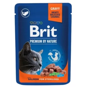 Wet cat food Brit Premium Cat Salmon Sterilised pouch 100 g, grain-free, adult neutered, 82% moisture