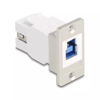 Keystone module DELOCK 67337 panel-mount USB Type-B to USB Type-A 5 Gbps, silver/white
