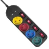 Power strip MACLEAN MCE229B — 4 AC sockets, 2× USB-A, 1.5 m cable, 10 A, Type F, indoor, black