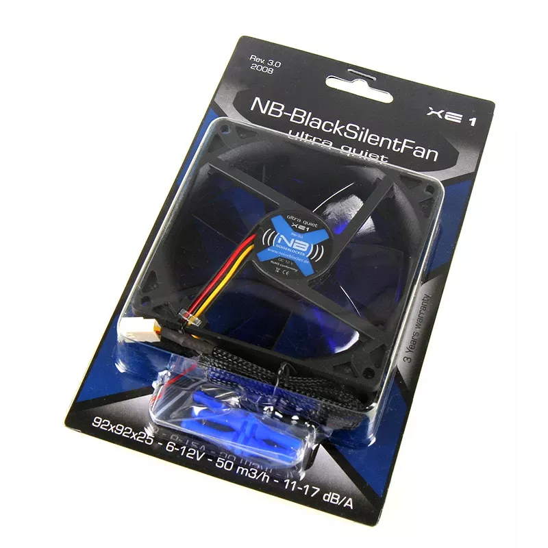 Computer Case Fan NoiseBlocker BlackSilentFan XE1 92 mm, 1500 RPM, 17 dB, 50 m³/h, 4 V, Black