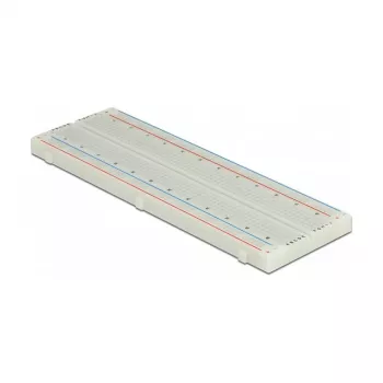 Breadboard DELOCK 18313 — solderless prototyping board, plastic, 55×165×9 mm, white
