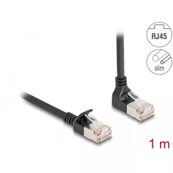 DeLOCK RJ45 Network Cable Cat.6A S/FTP Slim 90° upwards angled 1 m black