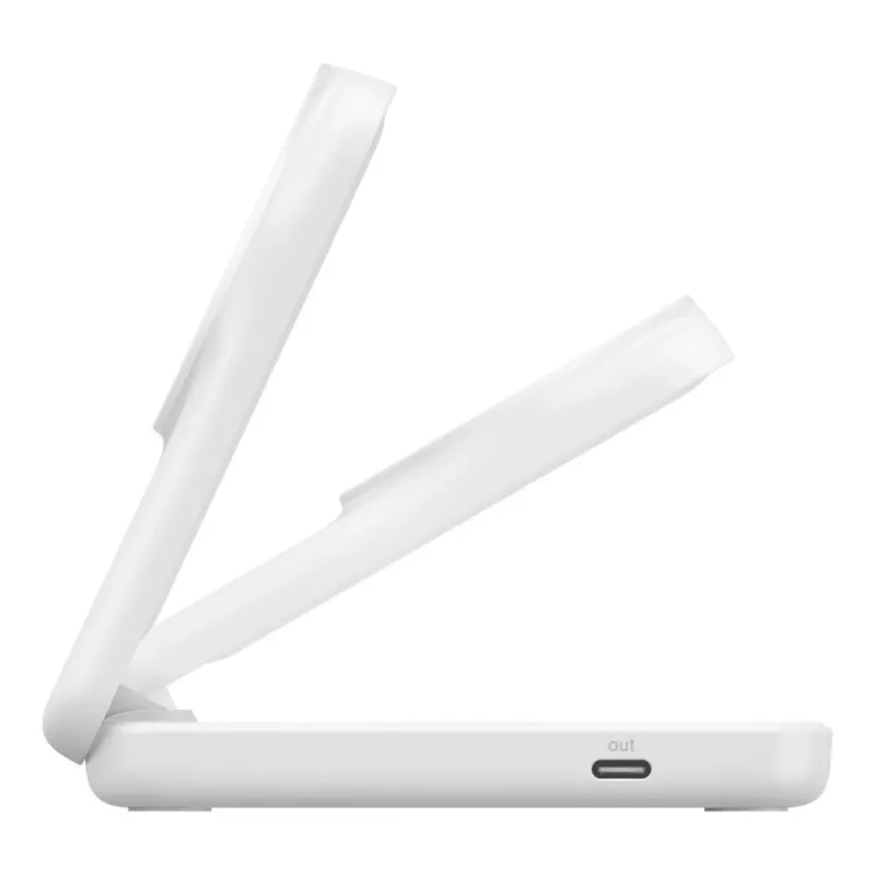 Belkin UltraCharge 25W Qi2 2-in-1 Foldable Wireless Charging Stand, White (WIZ038KQWH)