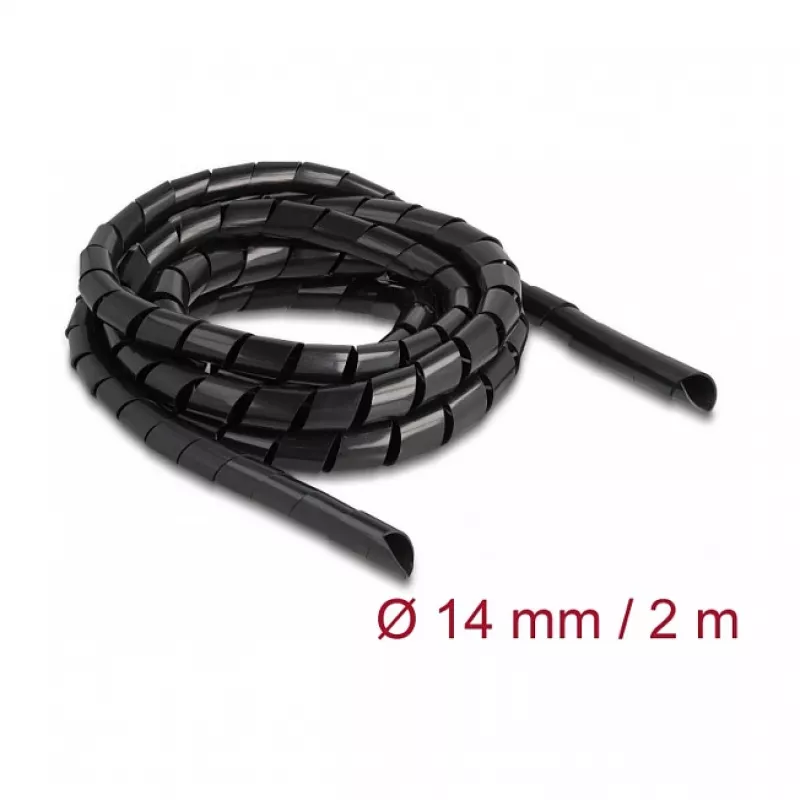 DeLOCK Spiral Hose flexible 2 m x 14 mm black Polyethylene