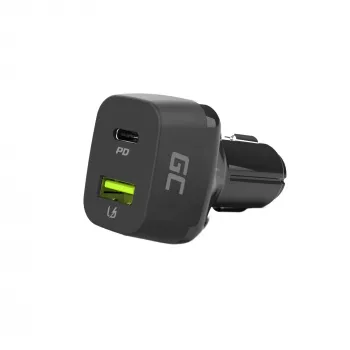 Car mobile device charger Green Cell CAD33, 42W, USB-C PD + USB-A QC3.0, 12/24V input, 5–12V output