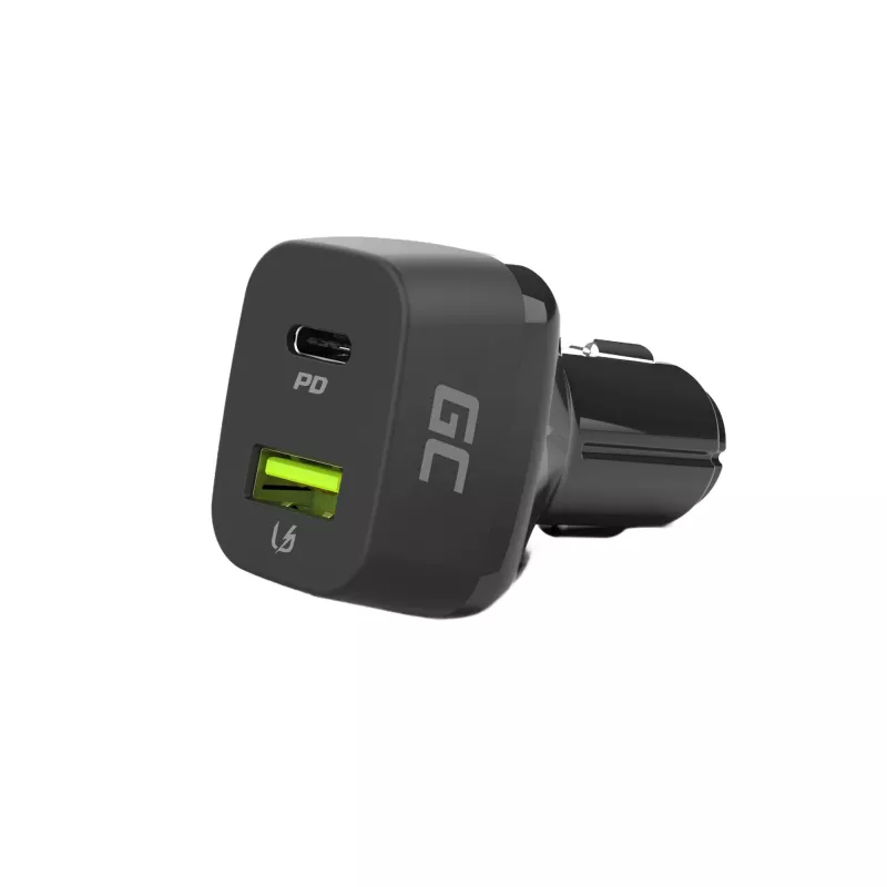 Car mobile device charger Green Cell CAD33, 42W, USB-C PD + USB-A QC3.0, 12/24V input, 5–12V output