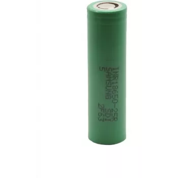 Rechargeable Li‑Ion 18650 Battery Samsung INR18650-25R 2500 mAh High Current Flat Top