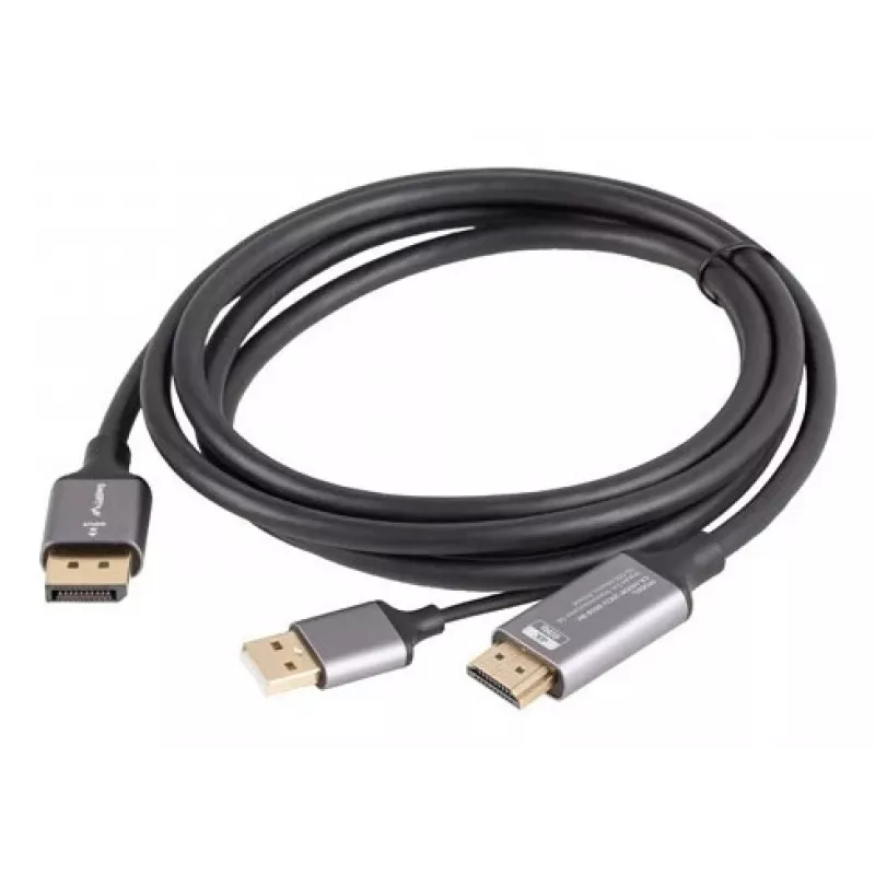 Lanberg CA-HDDP-20CU-0018-BK video cable adapter 1.8 m DisplayPort HDMI + USB Black, Silver