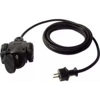 AS Schwabe 3‑way full‑rubber distribution socket with rotating flip covers, hanging eye, 0.30 m H07RN‑F 3G1.5 (60450)