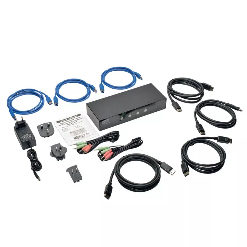 EATON TRIPPLITE 4-Port DisplayPort KVM Switch with Audio Cables and USB 3.0 SuperSpeed Hub (B004-DPUA4-K)