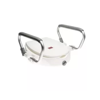 Raised toilet seat ANTAR AT51205 extension with foldable handrails, 10 cm seat height, supports up to 180 kg, width between handrails 470 mm