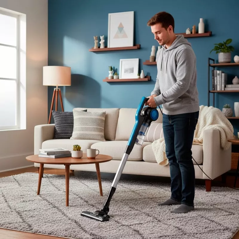 Black+Decker BXVMS602E 3-in-1 Corded Upright Vacuum Cleaner, 600 W, Bagless Cyclonic, 0.8 L, EPA Filter, 6 m Cable, Black/Blue