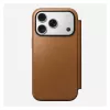 Folio phone case Nomad Modern Leather Folio for iPhone 17 Pro, leather + aluminium, 6.3 inch (16 cm), Tan, 3 card pockets