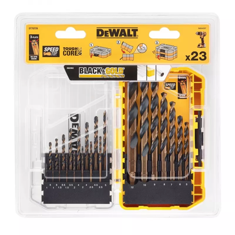23PC BLACK&GOLD METAL DRILLING SET DT70729-QZ